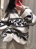Kadın Hoodies Sweatshirts Sonbahar ve Kış Yarım Fermuarı Baskılı Külkü Peluş Kadın Kazak Ceket 230307