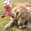 Köpek oyuncakları çiğneme, agresif çiğnemeciler için dayanıklı çiğneme çubuk oyuncak yıkılamaz güvenli ve uzun çiğnenebilir üçgen kemikler gerçek sığır eti kokusu 230307