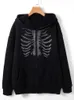 Heren Hoodies Sweatshirts Y2K kleding Skeletpatroon Zip omhoog Drawstring Thermische hoodie Streetwear Diamond Harajuku Jacket Tops Autumn 230306