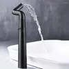 Badrumsflettkranar Black Tall Basin Faucet Modern Single Series Cold Design Brass Mixer Tap Water Bathoom Cocina Kitchen HX50BF