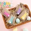 24pcs/set Easter Burlap Bags Cute Rabbit Bag Funny Bunny Egg Collection Bunches Candy Packaging Small Gift Pouch With Drawstring For Party Favor RRA