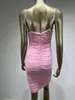 Повседневные платья Женщины летние сексуальные рукавов хрустальные бриллианты розовая кисточка сетка с разбивкой Bodycon.