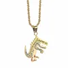 Hänghalsband Hiphop Small Monster Twist Rope Chain 18K Gold Animal Jewelry Rostfritt stål DINOSAUR CHARMS STREETEWEAR Tillbehör