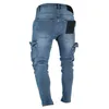 Jeans masculinos Mens Jeans Denim Bolso Calças Verão Outono Fino Slim Regular Fit Straight Jeans Elasticidade Stretchy Masculino Zipper Calças 230307