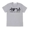 Tasarımcı Tee Erkekler T-Shirts Com Des Garcons Black Heart Kısa Kollu T-Shirt Gri Kadınlar Tee XL