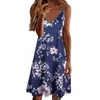 Casual Dresses Womens Summer Boho Floral V Neck Midi Dress Sleeveless Ladies Beach Sundress