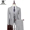 Herenpakken Blazers Blazer en Vest and Pants High-End Brand Formele Business Solid Color Mens Slim Suit driedelige bruidegom trouwjurkfeest sociaal 230307