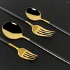 Din sets sets 30 stcs rose goud flatware servies set vork dessert lepel mes keuken keuken roestvrijstalen huizen diner