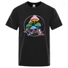 Męskie koszule ogród grzyby kolorowy neon w stylu mody street tshirt men vintage luźne bawełniane topy para ubrania za granicą