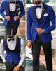 Herrdräkter Anpassade herrardräkt Blue Groom Tuxedos Jacket Blazers Halloween Costume Elegant For Luxury Man Suit's Wedding 29