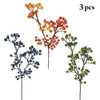 Decorative Flowers 3 Branches Artificial Plants Set Lifelike Faux Berry Twig Stem For Wedding Party Fake Plant Decor Supplies