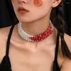 Choker Bijoux Européens Et Américains Doux Cool Frère Spécial Goutte De Sang Gland Collier Collier Halloween Personnalité Perlé