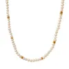 Choker Minar Classic Natural Freshwater Pearl Strand Beaded Necklace For Women 18K Gold Stainless Steel Beads Jewelry