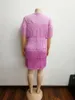 Ubranie etniczne różowy afrykańska sukienka design frędzla Kanga butique kobiety 2023 Summer o szyja seksowna elastyczna bandaż bodycon impreza mini