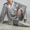 Pijama de seda masculina de roupas de dormir masculina define pijamas de pijamas, estilo de sono, estilo moderno de seda camisola de seda caseira de cetim de cetim de pijama de dormir suave 230307