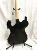 Guitare basse électrique Skull 4 cordes sculptée à la main avec micros fermés gravés Matériel noir