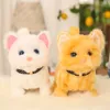 Electric/RC Animals Cute Electronic Pet Voice Control Robot Cat Barking Walking Simulation Smart Dog Interactive Plush Toy Baby Birthday Present 230307