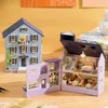 Doll House Acessórios Diy Wooden Miniature Building Kit Doll Casas com móveis Light Molan Casa Dollhouse Toys feitos artesanais para meninas presentes de Natal 230307