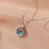 Pendant Necklaces Pearl Personalized Fishtail Clavicle Chain Fashion Creative Ocean Blue Crystal Valentine Day For Women