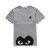 デザイナーティーメンズTシャツcom des garconsプレイブラックハート半袖Tシャツグレーレディースティーxl