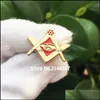 Pins Brooches 50Pcs Customized Metal Badge Masonic Shake Hands Friendship Square And Compass Lapel Pin Masons Enamel Brooch Pins Dr Dh9Wz