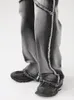 Jeans pour hommes IEFB pantalon automne Vintage lavage bord rugueux Tube droit épissage mâle haute rue pantalon à jambes larges 9A5086 230306