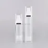 Lagringsflaskor 30 ml 50 ml akryl fyrkantig luftlös pump vakuum flaskor toalettartiklar container på återfyllningsbar plast dispenser resor kosmetik
