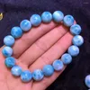 Strand Genuine Natural Blue Larimar Bracciale Donna Uomo Stretch Crystal Round Beads Stone 10.5mm Certificato