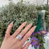 Anillos de racimo Big Bling Zircon Piedra Color Plata Anillo ajustable para mujeres Compromiso de boda Joyería de moda Regalo 2022 Nuevo G230228 G230307