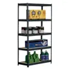 Hooks 5-Tier Steel Shelving Muscle Rack 36"W X 18"D 72"H Black 4000 Lbs. Capacity Home Storage Organizer Standing