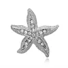 Rinhoo Spille con animali in cristallo color argento retrò per le donne Spilla con strass per matrimoni romantici Spilla a forma di stella marina con gufo