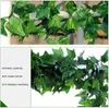 Dekorativa blommor konstgjorda murgröna blad hängande girland - UV resistenta falska gröna blad Vinväxten för inomhus hemväggsdekoration