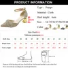 Sandal Bling Crystal High Heels Pumpar Kvinnor Elegant Pearl Buckle Square Wedding Party Shoes Ladies Point Toe Ankel Strap 230302