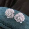 Charm Huitan Fashion Women's Flower Earrings Ear Piercing Stud Crystal CZ Earring Party Anniversary Love Gift Trendy Jewelry Wholesale G230307