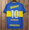 97 98 BOCA Juniors Retro Maradona Caniggia Soccer Jerseys 2001 Roman Gimenez Riquelme Palermo Tevez Riquelme Caniggia Home Away Football Shirt 888