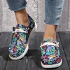 Dress Shoes Boho Jacquard Sox Woman Chic Canvas Sneakers Ladies Stretch Loafers Ultralight Flat Lazy Boat Zapatos 230307