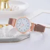 Armbanduhren Minimalistische Edelstahl Damenuhren Mode Magnetschnalle Damen Roségold Digitalwaage Damen Quarzuhr