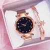 Armbandsur 2023 Luxury Diamond Women Watches For Ladies Magnetic Starry Sky Clock Female Quartz Wrist Watch Relogio Feminino Zegarek Damsk