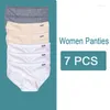 Kadın Panties 7pcs Kadın pamuk iç çamaşırı düz renk rahat külotlar artı boyut L-2xl lingrie seksi brifingler kadın