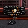 Charm Bracelets Dragon Black Buddha Mala Beads Bangles&Bracelets Handmade Jewelry Ethnic Luminous Beaded Bracelet For Men And Women