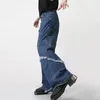 Men's Jeans IEFB Wear 2023 Spring Casual Denim Trousers High Street Raw Edge Niche Design Multi Pcoket Male Spliced 9A7408 230306