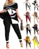 2023 Womens Tracksuits Irregular Short Sleeved One Off Shoulder Tops And Leggings Matching Set Fashion Pants Outfits