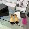 Nuovo 100% pelle Channeles Scarpe eleganti Scarpe di tela Mocassini Espadrillas donna di lusso punta punta Trapuntatura in vera pelle Cucito a mano puro appartamenti da donna Pantofole di lusso