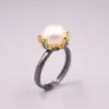 Cluster Rings Genuine/Original Silver 925 Sterling Ring For Weddings Eternity Women Natural Freshwater Pearl Ball 6-9