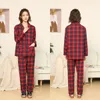 Women's Sleepwear est 100% Cotton Lovers Pajamas Sets Women Men Spring Long Sleeve Casual Soft Sleepwear Plaid Design Homewear Loungewear 230307