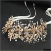 Coiffures Cristaux Perles Couronne De Mariée Tiara Accessoires De Cheveux De Mariage Femmes À La Main Bandeau Ornements Femme Coiffure De Bal Cheveux Dhjbf