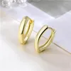 Orecchini a cerchio LOOXI Gold Chic O a forma di ottone intrecciato per le donne Zircone Vintage Heart Textured Chunky Ear Rings Gioielli minimalisti