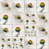 Broches Broches 50Pcs Badge Personnalisé Épingles En Émail Dur Et Broche Arc-En-Ciel Mignon Unique Gay Pride Les Lesbienne Épinglette Colorf Rond Métal Dhl9Z