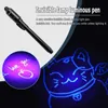 Textmarker Unsichtbarer fluoreszierender Stift LED Lila Licht Elektronischer Banknotendetektor Kreativer ultravioletter magischer Tintenlampenstift Textmarker J230302