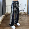 Women's Jeans Baggy Black Women Tie Dye Washed Straight Wide Leg Pants High Waist Goth Vintage Streetwear Denim Casual Hippie Trousers